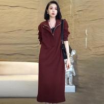 Lazy Style Leisure Dress for Womens Autumn Clothes Updated Mothers Large Size Stylishable Age-reducing Sweatshirt Long Skirt S