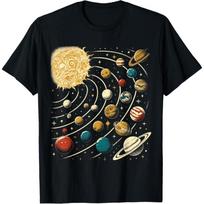 Solar System Planets Girls Boys Astronomy Space T-Shirt S juoda