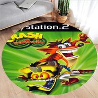 Crash Bandicoot Printed Round Carpet for Gaming Room Decor Action Pass Game Bedroom Circle Rug Floor Mat Boy's Room Play Rugs 60cm