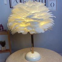Feather Bedside Table Lamp balta