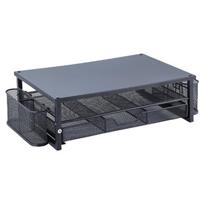 Computer Monitor Stand with Drawer and Side Storage Metal Screen Stand Multifunctional Desk Shelf for Computer Laptop rožinė