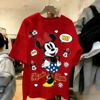 Disney Minnie Mouse Graphic T Shirt Women Man Cotton Short Sleeve Tee Summer Cute Cartoon Print Casual Tops 2026 Fashion Y2k S red
