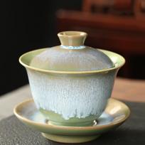 Vintage Ceramics Gaiwan Kungfu Tea Cups Tea Bowl with Lid Household Kitchen Teaware Ceremony Accessories Portable Tea Set gray