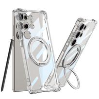 Clear 360° Kickstand Holder Case For Samsung Galaxy S26 S25 S24 S23 S22 Ultra Plus FE A16 A36 A56 A17 A37 A57 Hard Acrylic Cover Galaxy S23+ gray