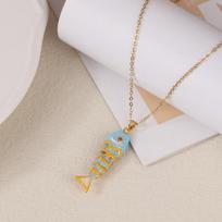 Vasaros vandenynų serijos spalvingų žuvyčių pakabukas ant kaklo, personalizuotas madingas auksinės žuvelės papuošalas, dovana as the picture beige