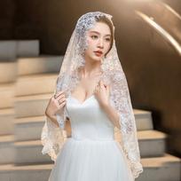 Mid-Length Catholic Veil Black White Wedding Veils Elegant Women Shawl balta