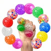 Colorful Bead Stress Balls, 3.5cm Squishy Squeeze Fidget Toys, Sensory Toys for Kids with Autism ADHD įvairiaspalvis
