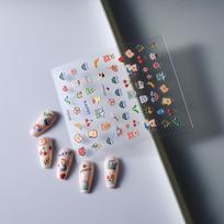 3D Japanese Sushi Nail Art Stickers - Handmade 5D Embossed Transparent Decoration gray