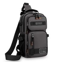 Men’s Fashion Sling Chest Bag, Oxford Cloth Durable Multi-Pocket Crossbody Bags for Men Casual/Outdoor/Travel , Adjustable Strap pilka spalva
