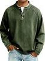 Men's Long Sleeve Denim Shirt Stand Collar Button Front Casual Top Multi Colors 3XL