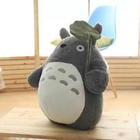 Žavingas japoniškas anime filmo Totoro pliušinis žaislas Linksmai juokiantis Totoro minkštas žaislas Anime Totoro lotoso lapo pagalvė Totoro pliušiniai žaislai lėlė 25cm-30cm