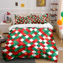 Plaid Red Green White Bedding Set Bedding set (1 duvet cover, 2 pillowcases, duvet not included) 135x200cm