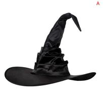 Unisex Helovino kampuota raganos skrybėlė, juoda sulankstoma, vedlys, vyrų, moterų vakarėlis black