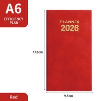 2026 m. Anglų A6 savaitinis planuotojas - Nešiojamas kišeninis dienoraštis ir 365 dienų efektyvumo sąsiuvinis