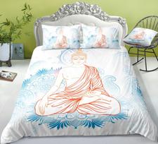 Buddha Creative Printing Bedding Set Personalized Design Quilt Cover and Pillowcase Full-size Microfiber Comfortable Home Decoration UK Single 135x200cm beige