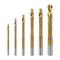 6pcs Auger Multi-functional Twist Bore Bits Hole Opening Straight Shank Grooving Drills Coated 3-8MM HSS Drill Bits Carpenter