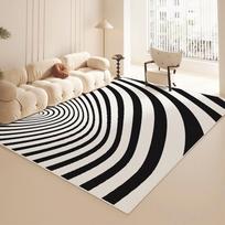 Minimalist Black and White Geometric Pattern Area Rug Modern Abstract Design Floor Mat for Living Room Bedroom Home Decor 40x60CM