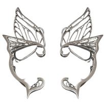 Butterfly Fairy Ear-Clips Wrap Around Elf Ear Cuffs Halloween-Cosplay Earrings 1 sidabras