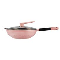 Yoshida Sho 32cm Pink Non-stick Wok with Lid