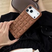 Simple Solid Color Stereoscopic Weaving Pattern Shock Proof Phone Cover Case for iPhone 17 16 15 14 13 12 Pro Max Plus 17Air TPU&iPhone 16 Pro tamsiai ruda spalva