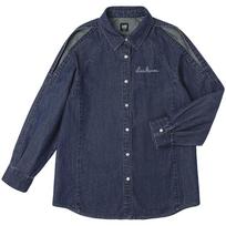 Lee Women's Retro Dark Blue Raglan Sleeve Denim Shirt M