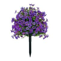 Dirbtinis topiarinis rutulinis medis su violetiniais žiedais Lauko dirbtiniai krūmai su smaigu į žemę UV spinduliams atsparūs netikri krūmai priekinės verandos sodo vazono dekoravimui brown