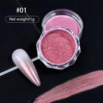 1 g nagų pudros blizgesio veidrodinio efekto chromo sidabro UV gelinis lakas, blizgantis dulkės „pasidaryk pats“ nagų dekoras pink