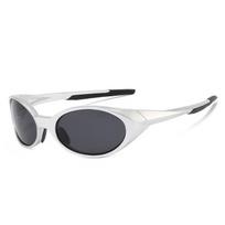 2025New Oval Outdoor Sports Pilot Sunglasses Fashion Y2K Men Driving Sports Sunshade Goggles Beach Cycling UV Protective Glasses sidabro pilka spalva