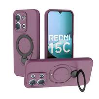 360° besisukantis magnetinis stovas telefono dėklas, skirtas Redmi 15C 4G 5G Redmi 15 Note 15, belaidžio įkrovimo šarvuotas, smūgiams atsparus apsauginis dangtelis Redmi note 15 5G vyno raudonos spalvos