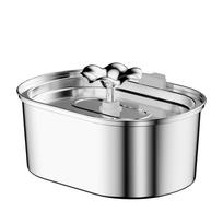 3.2L Oval Stainless Steel Pet Water Fountain with Automatic Circulation and Filter for Cats and Dogs USB Only gray