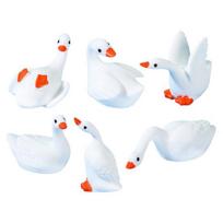 6 Pcs Mini Goose Figurine Tiny Resin Goose Statue Small Cute Animal Miniature Figures for DIY Crafts Cake Topper Micro Landscape Office Desk Car 6pcs