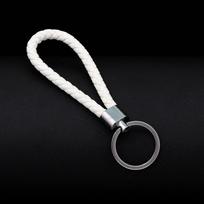 Braided Leather Keychain Loop with Metal Key Ring for Car Keys Home Office Bag Accessories Durable Design One Size balta