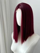 Ashely Bob Raudonos Nėrinėtos Priekinės Perukai Moterims Trumpas VINO RAUDONUMO Bobas Perukas Vidurinė Dalies Sintetiniai Plaukai Perukai Karščiui Atsparūs Cosplay Plaukų Perukai (Burgundy,16inches&150%&1pc) bordinė