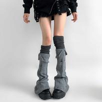Flare Design Lace Leg Warmer Long Length Thigh High Socks Harajuku Over Knee Socks  Women's Wear B