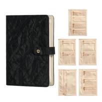 Jewelry Storage Book Set, PU Leather Travel Organizer, with 5 Removable Soft Velvet Pages Design, Jewelry Pouch for Necklaces Rings juoda