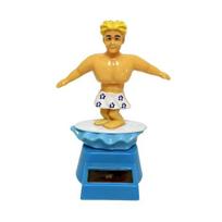 Surfer Boy Solar Car Nodding Toy Cartoon Bobblehead balta