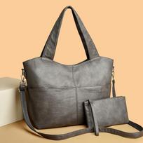 2024 European & American Fashion Large Capacity Tote & Crossbody Mother-Child Bag tamsiai pilka spalva