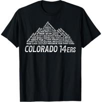 Colorado 14ers - Fourteeners - Rocky Mountain State Hiker T-Shirt(1) S juoda