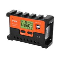 60A Saulės valdiklis PWM įkrovimas LCD ekranas Saulės reguliatorius su 2 USB 5V išvestimis 12V 24V 48V orange