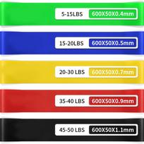 of Set 5 TPE Resistance Bands Fitness Elastic Yoga Sport Exercise Bands Strength Training Home Workout Rubber Loop Gym Equipment blue