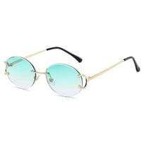Trendy Sunglasses For Woman Summer Rimless Sunglass Oval Fashion Brand Designer Shades Pink Women's Sun Glasses UV400 As picture