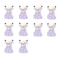 10Pcs Mini Highland Cow Figurine Resin Miniature Sitting Highland Cattle Statue Animals Collectible Sculpture Desktop Decoration Ornament J