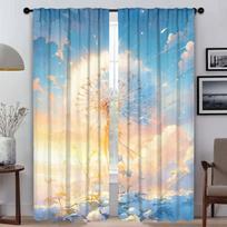 Dandelion Shades Tulle Bedroom Home Interior Curtains Living Room Partition Window Curtain Halloween Decoration Kitchen Polyester Perfect For Area W100*H130(CM)-Grommet top&2PCS