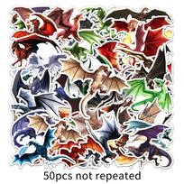 50pcs Dragon Stickers: Waterproof, Removable, Creative Cartoon Mythical Animal Decorations for Journals and Suitcases
