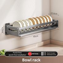 Kitchen Bowl Plate Drying Storage Shelf Wall Mounted Dish Drainer Rack Multifunction Chopsticks Spoon Tableware Dish Holder