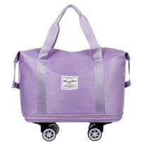Expandable Duffle Bag Rolling Weekender Tote with Wet Pocket Overnight Duffel with Removable Casters for Travel Fitness Business Trips šviesiai violetinė spalva