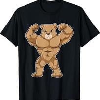 Bodybuilding Bear T Shirt Funny Animal Gym Tee S įvairiaspalvis