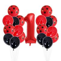 20 Pcs 12 Inch Red Black Dots Ladybug Balloons With 32 Inch Red Number Birthday Party Decorations Baby Shower Birthday  Supplies Number&32inch
