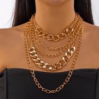 Vintage Punk Exaggerated Big Thick Cuban Link Chain Necklace For Women Gold Color Multilayer Hip Hop Choker Party Charm Jewelry