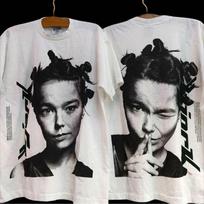 Bjork vintage balti dviaukščiai medvilniniai marškinėliai trumpomis rankovėmis QT2268 Unisex T-Shirt S gray